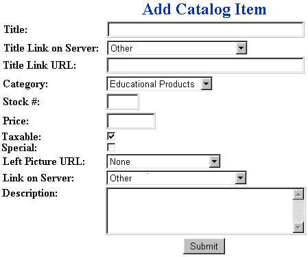 EZ-Catalog Add Item Form